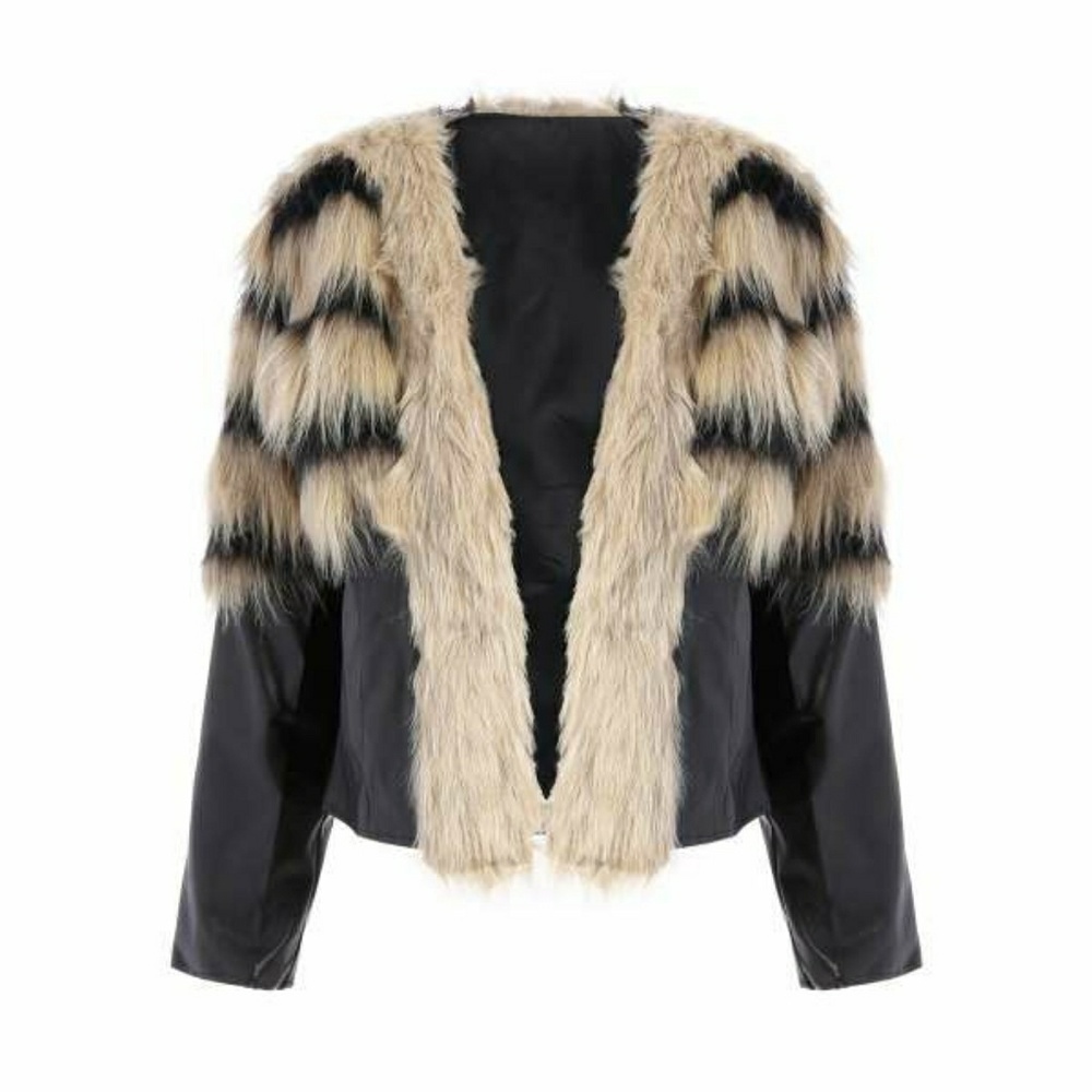 Faux Fur PU Leather Jacket
